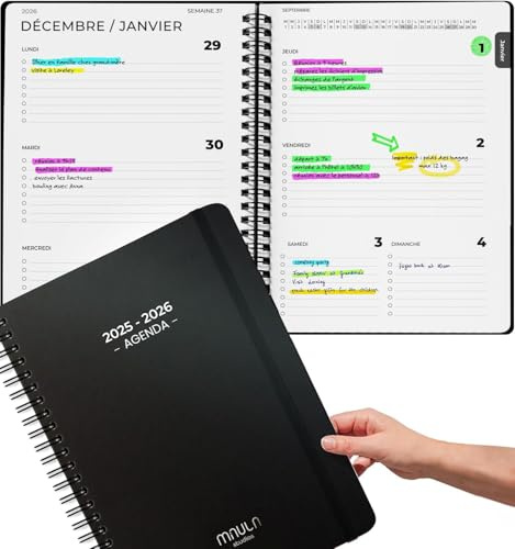 Agenda scolastica 2026 A4 – Pianificatore Settimanale Vista Settimana Studente Insegnante Università Notebook Giornaliero Luglio 2025 a Dicembre 2026 Organizzazione Lavoro Studi Vita quotidiana