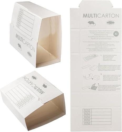 Multicarton Trappola Ecologica Interni Esterni Per Topi Grandi e Ratti,5 fogli Colla Trappole per Topi Topicida Qualita' professionale,Ultra Adesive Senza Veleno.Anche per insetti e scarafaggi.
