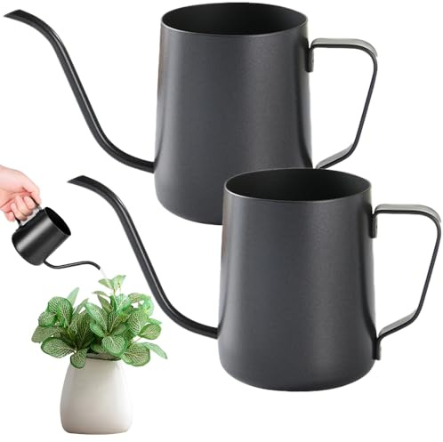 Afenau 350 ml liten svart vattenkanna 2 st rostfritt stål bonsai vattenkanna metall vattenkanna vintage balkong inomhus växter suckulenter