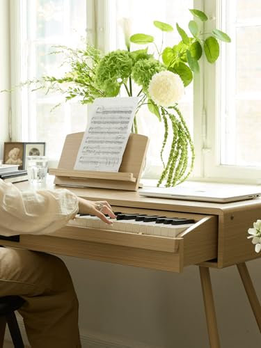 Sonora 2 Digitapiano, 88 viktade tangenter, hempiano med stativ, trippel pedal, musikstativ, USB midiklänning och hörlursuttag, skrivbordspiano, utan bänk, vit ask