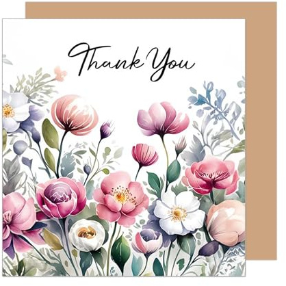 Edition Seidel DQ100 SW025 Carte de vœux de remerciement de qualité supérieure avec enveloppe Motif fleurs