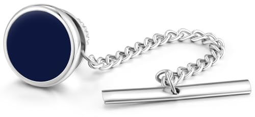 HONEY BEAR Épingle à cravate avec chaîne Émail Rond pour cadeau de mariage accessoire cravate (Bleu marine)