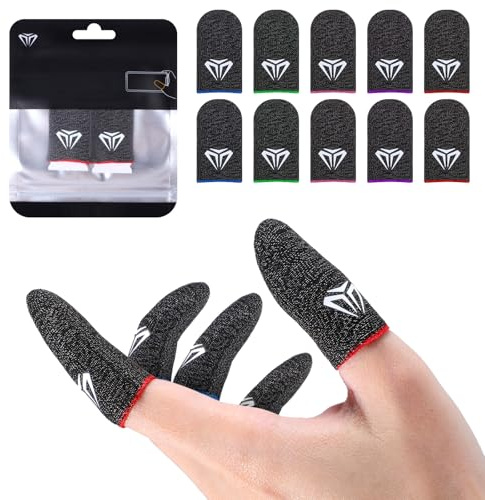 YUXIANLB Lot de 10 manchons de doigts ultra fins en fibre argentée de 0,3 mm pour la plupart des joueurs de jeux mobiles, respirants, anti-transpiration, pour téléphone portable, tablette, écran