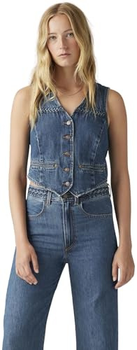 Levi's Donna Gilet in Jeans Braided in Cotone, Standard Fit, Blu (Big Yikes), XS