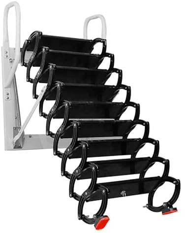 Scala per soffitta pieghevole estraibile dal muro con struttura a forbice tipo montato per ristrutturazione casa scala antiscivolo scala retrattile gradini estensibili(2.6M-3M,Black)