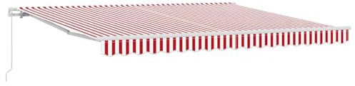 HFXHIJXQ Store banne rouge et blanc 400 x 300 cm Store à bras articulés en polyester et aluminium avec manivelle manuelle pour balcon, terrasse et jardin