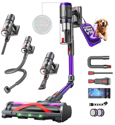 Circlio FURGO Flex V16 Aspirapolvere Senza Fili, 600W/58000Pa/75Min, Scopa Elettrica Senza Fili con Tubo Pieghevole, Tubo flessibile da 1 m, Spazzola per animali, Per Pavimenti/Tappeti
