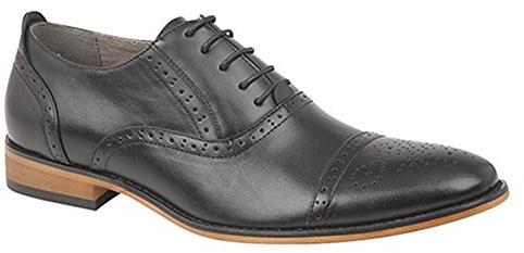 Goor Mens Capped Lace Oxford Brogue Shoes (10 UK) (Black)