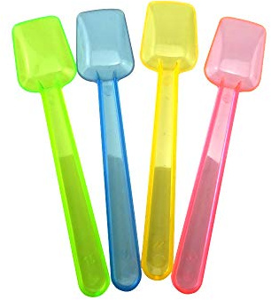 Honbay 100PCS Assorted Color 3.74 Inch Mini Plastic Shovel Spoons Perfect For Sampling Tasting or Taste Testing Frozen Desserts Ice Cream Cereal Yogurt Cake Pie or any Food You Desire