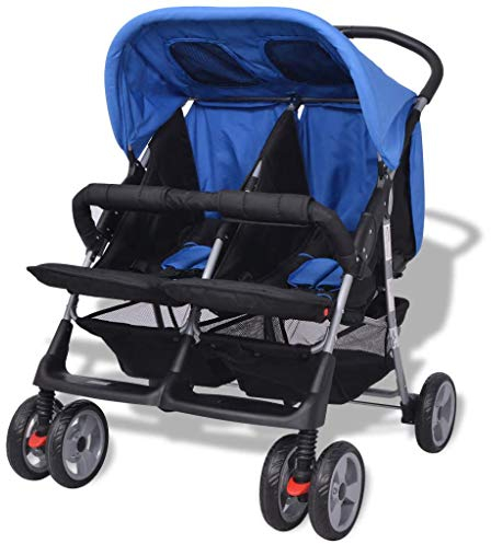 Festnight Klappbar Zwillingswagen Baby Zwillingskinderwagen Kinderwagen 93 x 68 x 103 cm Geeignet für 1-2 Kinder bis zu jeweils 15kg