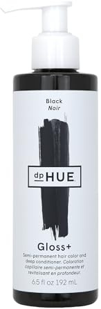 dpHUE Gloss+, Black - 6.5 oz (8-12 Applications) - Semi-Permanent Hair Color & Conditioner - Lasts Up to Eight Washes - Paraben, SLS & SLES Sulfate Free - Vegan, Leaping Bunny Certified