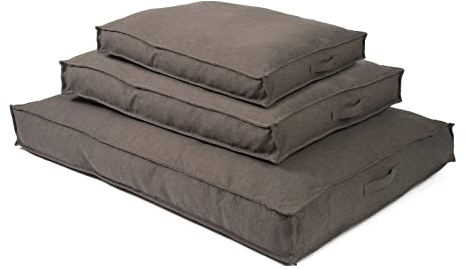 JAMAXX Premium Hundekissen Orthopädisch Memory Foam, Leinen Bezug Waschbar, Nässeschutz Wasserabweisend - Kuschelig Weich, Visco Elastische Kissenfüllung, Hundebett PDB1005 (S) braun-grau 65x50