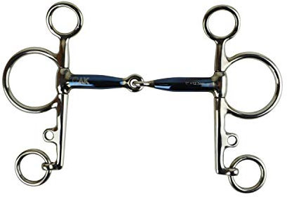 AK Bit Pelham Mors Simple avec Embouchure Sweet Iron Horse Bit AKRS-2611 (Bleu/Argent, 4.75'')