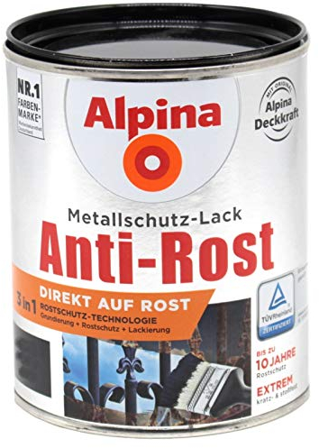Alpina 3in1 Metallschutz-Lack Anti-Rost 1L anthrazit matt Ral 7016