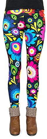 cosey - Bedruckte Bunte Blumen-Leggings (Einheitsgröße) - Design Pfauenauge