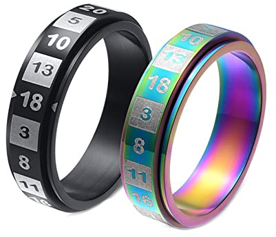 Mesnt Mens Wedding Band, 6MM Numbers Rotatable Anti Stress Fidget Spinner Ring, Colorful Black Size Colorful 6 & Black 7