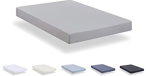 Spannbettlaken aus gebürsteter Mikrofaser, extra weich, für Betten 120 x 190/200 cm, Hellgrau