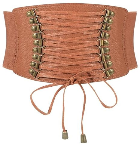 WERFORU Damen Elastisch Breite Gürtel Vintage Stretch Korsett Gürtel für Kleid