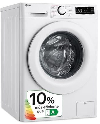 LG F4WR5009A3W - Lavadora Inteligente, 9kg, AI Direct Drive, 1400rpm, Carga Frontal, TurboWash 360º, Algodón Turbo, Vapor Steam, Clasificación A, Serie 500, Blanco