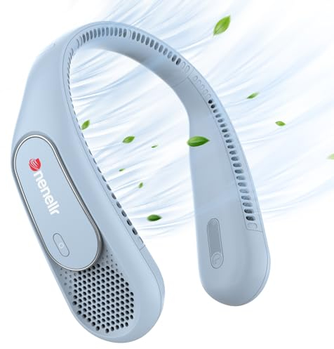 Dnenellr Ventilatore da Collo, Ventilatore Portatile Personale Indossabile a Batteria da 6000mAh, Terza Marcia, Senza Foglie, Ricaricabile, Design a Mani Libere, Ventilatore Senza Lama Alimentata