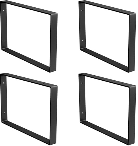 Amig - Pack de 4 Soportes Rectangulares para estantes Industriales - 211 x 311 x 30 mm - Acero Negro Mate - Soporte Estantería Pared - Diseño Funcional y Resistente - Ideal para Estanterías de Pared