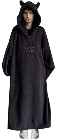 Beokeuioe Camicia da notte in flanella, in pile, da uomo e da donna, vestaglia lunga invernale, accappatoio, biancheria da letto, a maniche lunghe
