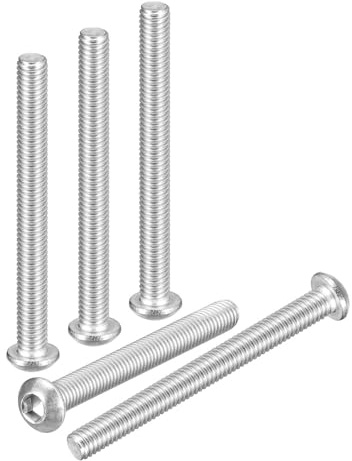 DTGN M6-1 x 55 mm linshuvudskruvar med insexkant – 5-pack – lämplig för vägcykel, mountainbike, bil, motorcykel – 304 vitlackerad rostfritt stål – sexkantiga drivfästen