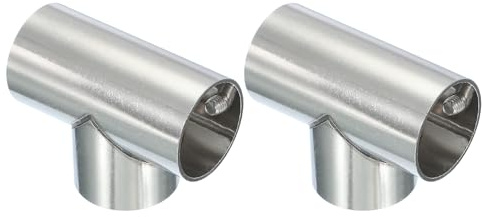 PATIKIL 1 tum 3-vägs rörklämkontakt, 2 st rostfritt stål t-formade kedjelänkar staket klämmor för klädhängare butikshyllor vinkelskena projekt rörkontakter, silver