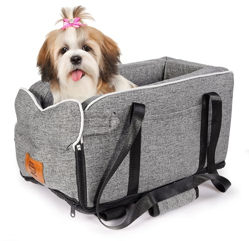 Seggiolino auto per cani di piccola taglia fino a 5,4 kg, universale, per console centrale, rimovibile, lavabile, sicurezza da viaggio
