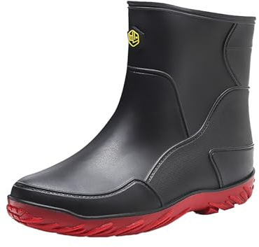 Mens Waterproof Wellington Boots, Garden Boots For Men Ankle Short Wellies Rubber Garden Wellies For Fishing, Walking Half Height Lightweight Rain Breathable Boot
