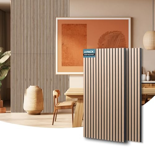 AKUMAX Slat Wall Panelling - Contemporary Wood 3D Wall Panels Cladding - Decorative & Sound Absorbing Acoustic Panels-Fire Retardant & FSC Certified -Pack of 2 Panels – 120x60cm(Walnut)