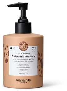 Maria Nila Colour Refresh, Caramel Brown 300 ml, Mascarilla capilar color Castaño Caramelo con Tonos Cobrizos Cálidos, Pigmentos Semipermanentes, 100% vegano y libre de sulfatos/parabenos