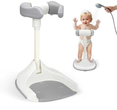 Baby Shower Stand Support,with Non-Slip Stable Base,Adjustable Height,Toddler Bath Seat for Stand Up Showering, Smart Water Flow Hug Tower for 6-36 Months, Ideal Baby Shower Gifts