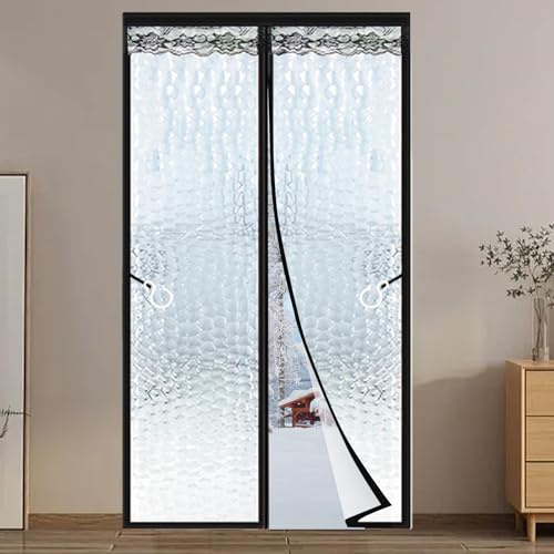 Rideau de protection thermique pour portes, 90 x 210 cm, rideau de porte magnétique, protection thermique, pour porte de balcon, salon - 90 x 210 cm
