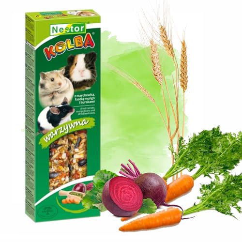 Small Animals Rabbits Twin Pack Hamster Two Sticks Food Carrots + Beetroots + Mungo Beans Flavor Natural Gnawing Nibbling Snacks Guinea Pig Rat Mouse Gerbil Rodents Pet Vegetable Foods Chew Treats