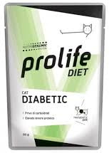 Umido Prolife Diabetic Gatto Pollo 85 grammi, alimento completo per gatti adulti di tutte le taglie con diabete mellito| 12 bustine da 85 grammi l'una.