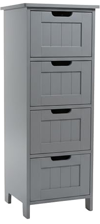 Relaxdays Armario de baño Compacto con 4 cajones, MDF, 82x30x30 cm, Gris, Auxiliar para Cocina y baño