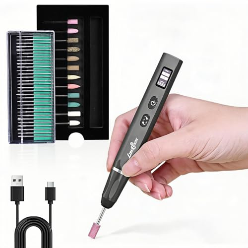 LIBERRWAY Engraving Pen, Cordless Rotary Tool with Power Display & 42 Bits, 2-Speed 20000RPM Mini Engraver for Jewelry, Metal, Glass, Wood, Resin, DIY Beginner Friendly