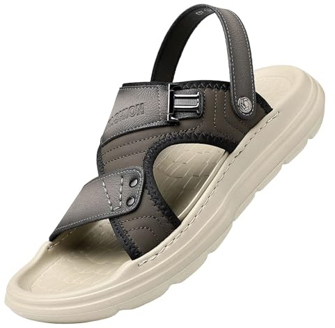 Sandalias suaves para hombre, extra anchas, de verano, suaves, transpirables, de espuma, ligeras, informales, para la playa, conducir, caminar, playa, zapatos de viaje, gris, 40 2/3 EU