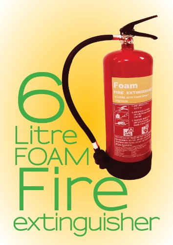 6 Litre Foam Fire extinguishers. British Standard Kitemarked and CE with ID Signs. Ideal for Homes Kitchen Workplace Offices Warehouses WORKSHOPS GARAGES Hotels Restaurants