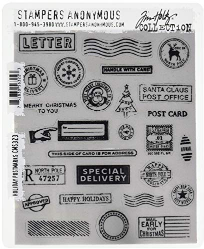 Stampers Anonymous CMS323 Tim Holtz Cling Stamps 7X8.5-Holiday Postmarks