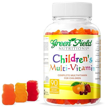 Greenfield Nutritions Halal Multivitamin for Kids – Gelatin-Free Halal Kids Multivitamin Gummies with Vitamins A, B, C, D, Iodine & Zinc for Immunity – Essential Vitamins for Children (90 Count)
