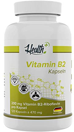 Zec+ Nutrition Health+ Vitamin B2 - 120 Kapseln hochdosiert, für ein gutes Nervensytem und einen funktionierenden Energiestoffwechel, Made in Germany