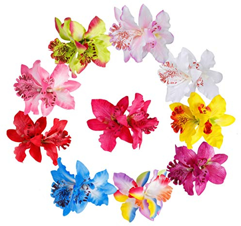 Blume Clip Dendrobium Orchidee Haarspange für Hochzeit Brautparty Beach Dekoration Party Haar Haarspange für Frauen Mädchen Kinder mehrfarbig 10 Stück