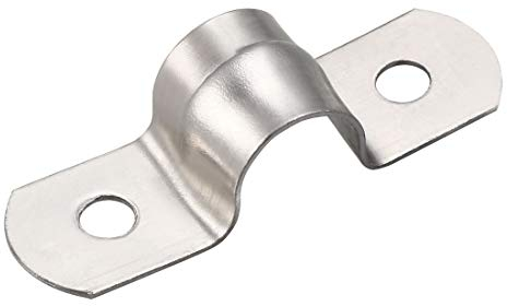 sourcing map 10mm (0.4) Rígida Tubería Correa, 2 Orificios Tubo Correas 304 Inoxidable Acero Tensión Tubo Clip Abrazadera 20 Piezas