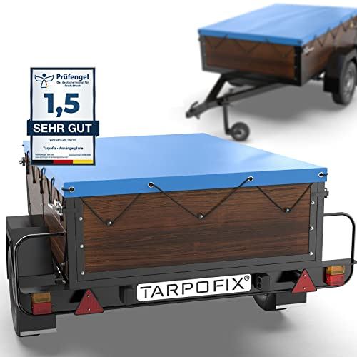 Tarpofix® Anhänger Plane 160x115 cm inkl. Planenseil | Anhängerplane Flachplane aus PVC PLANENMATERIAL | Verstärkte HP DDR Anhänger Plane für diverse PKW Hänger | Abdeckplane Anhänger Abdeckung | Blau