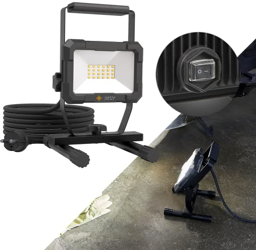 Northpoint Projecteur de chantier LED Blackline - Puissance : 20 W - 1600 lm - Cadre stable - Interrupteur marche/arrêt et câble de 3 m