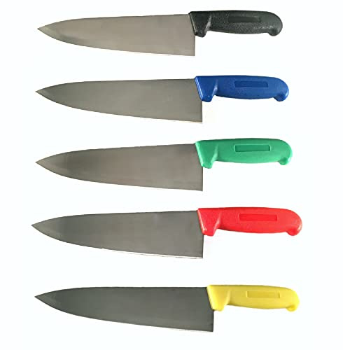 Cozzini Cutlery Imports 8 Chef Knife Assorted Colors and Packs - Razor Sharp Commercial Kitchen Cutlery - Cook's Knives (Mixed - 1 of Each Color)