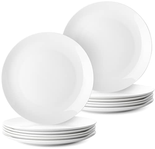 BTaT- White Dinner Plates, 10.5 inch, Set of 12, Restaurant Dishes, White Porcelain Dinner Plates