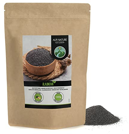 Alpi Nature Mohnsamen 1kg, Blaumohn Samen ganz, Mohn Samen ganz zum Backen und Mohnkuchen